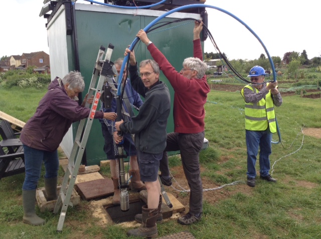 working party constructing the borehole