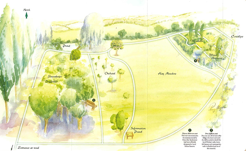 a watercolour map of the nature reserve. Click for PDF version