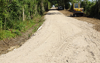 Green Lane looking towards A418, during surfacing work