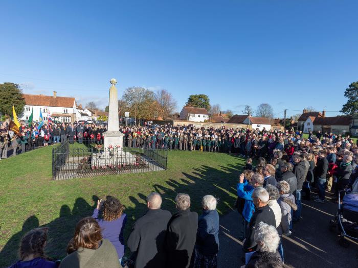 remembrance service held at war memorial in Church End 